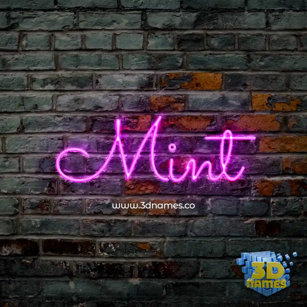 mint in Pink Neon style - 3D name wallpaper