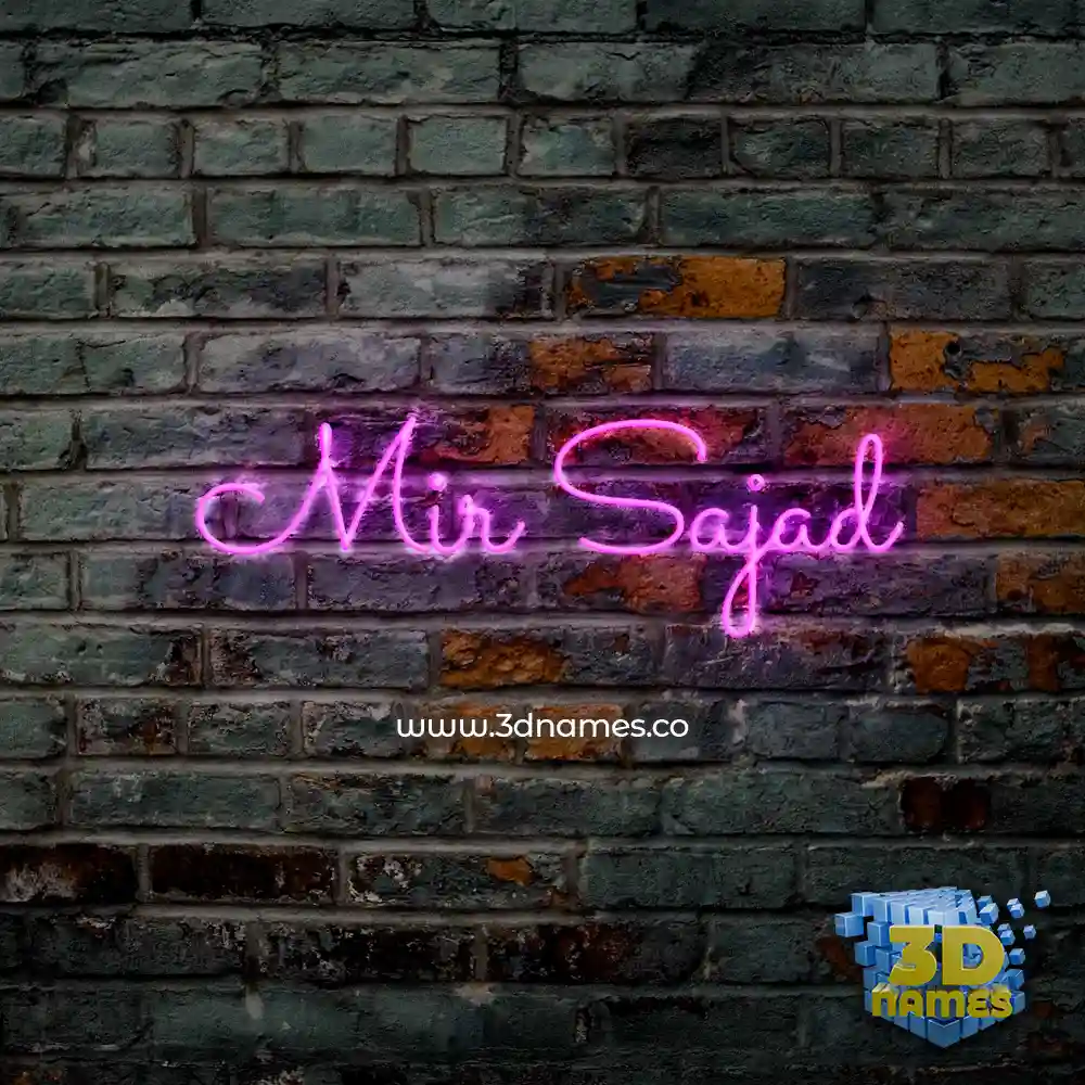 mir sajad in Pink Neon style - 3D name wallpaper