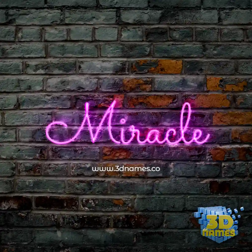 miracle in Pink Neon style - 3D name wallpaper
