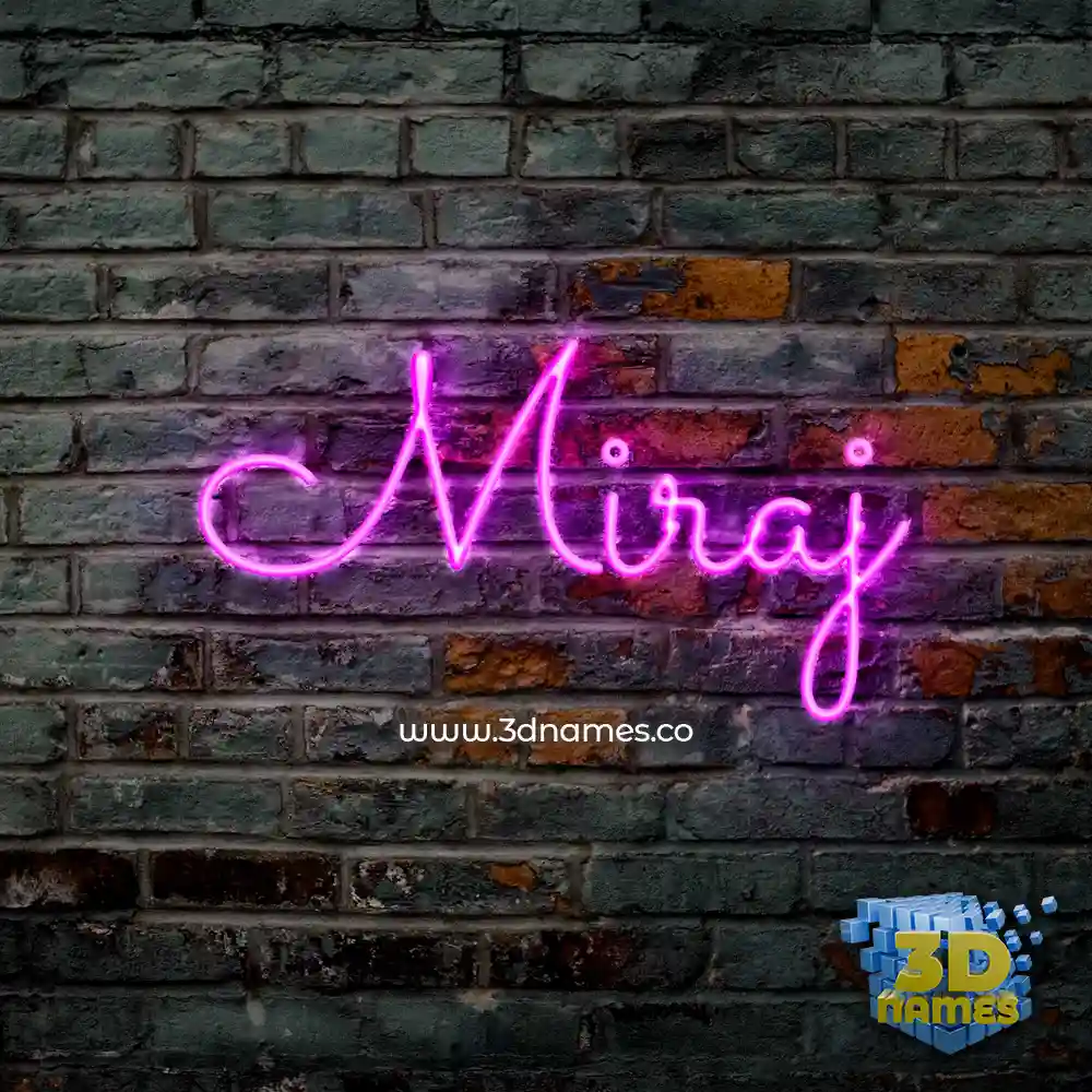 miraj in Pink Neon style - 3D name wallpaper