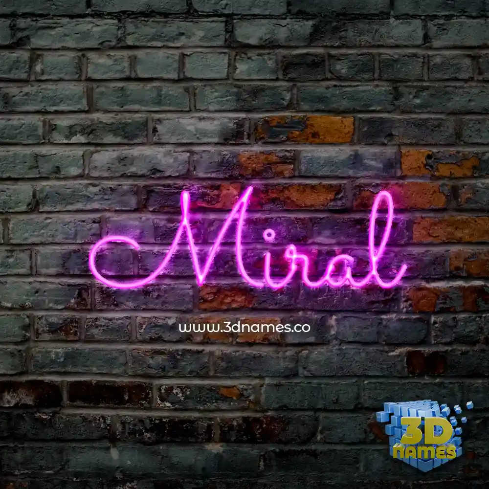 miral in Pink Neon style - 3D name wallpaper