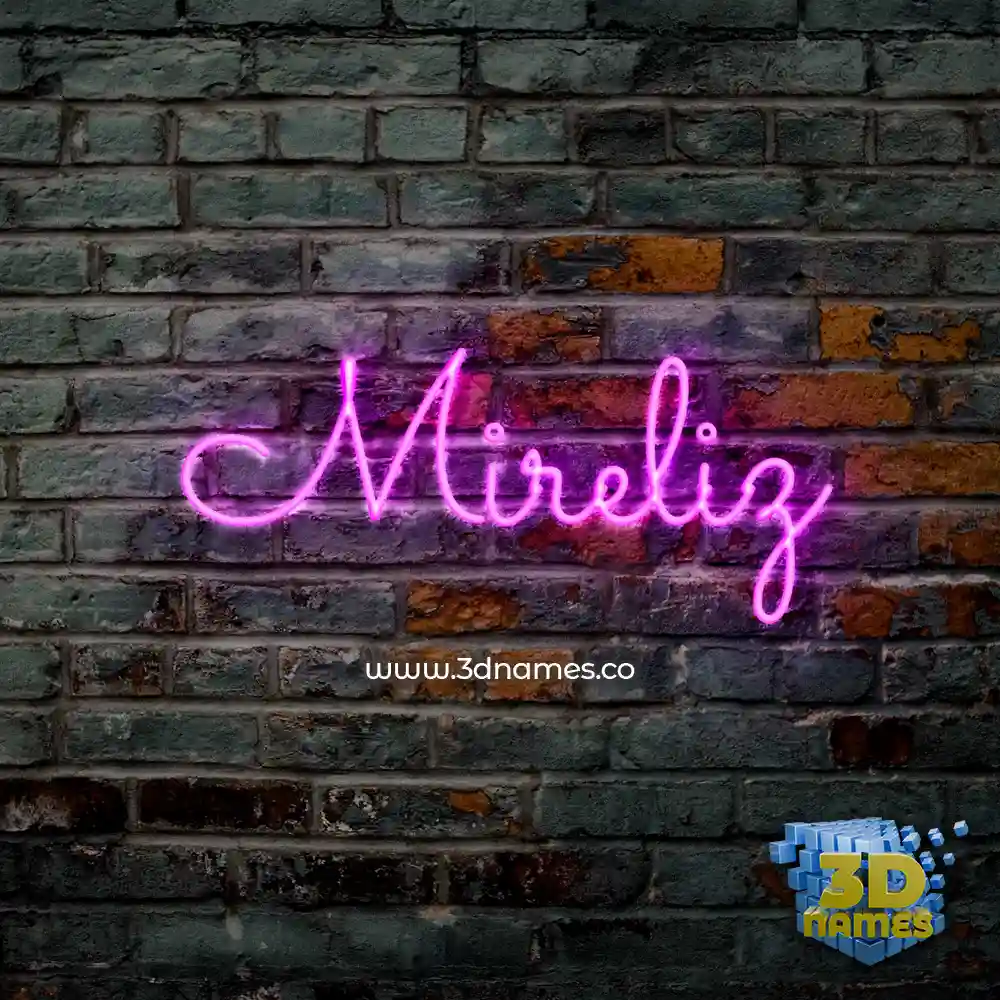 mireliz in Pink Neon style - 3D name wallpaper