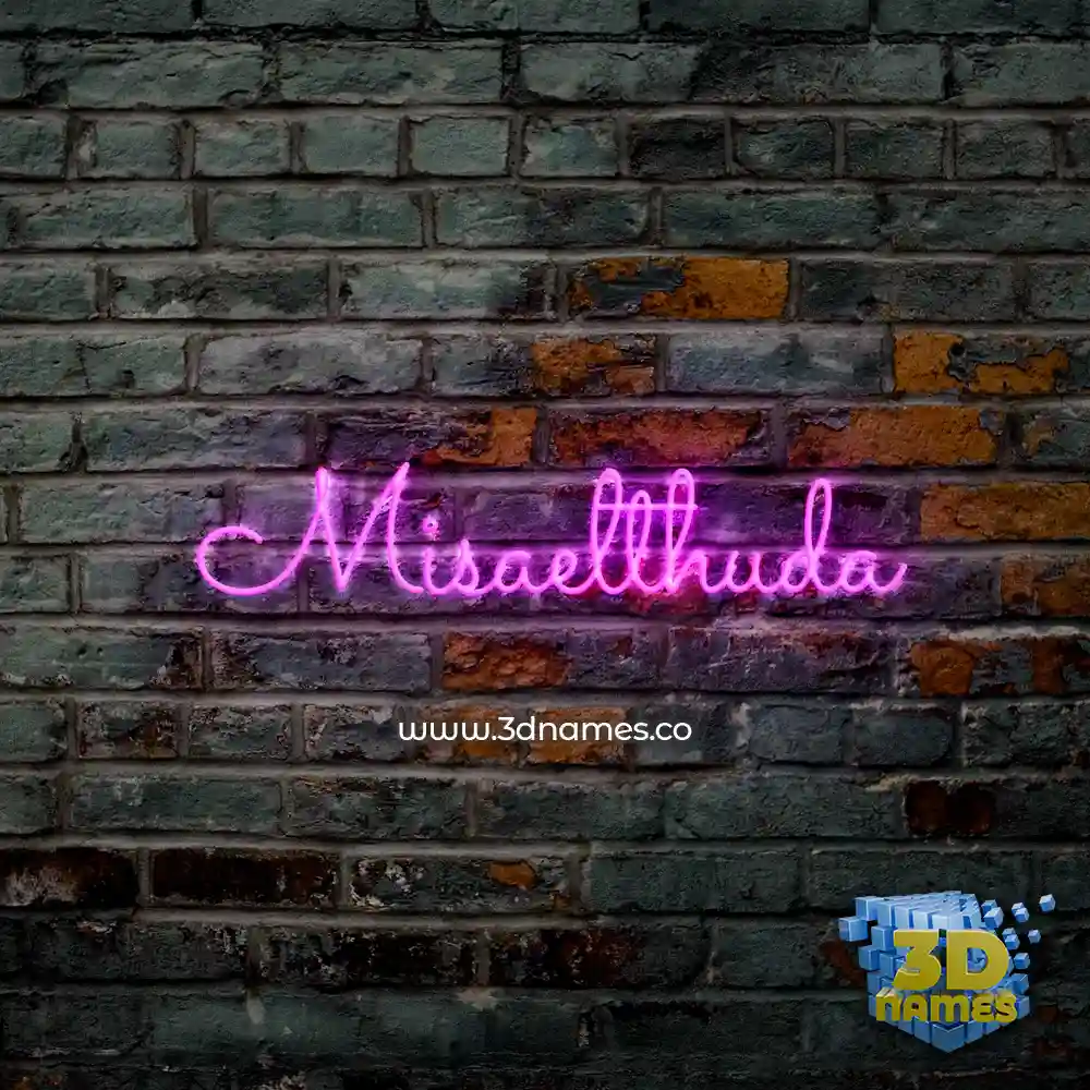misaelthuda in Pink Neon style - 3D name wallpaper