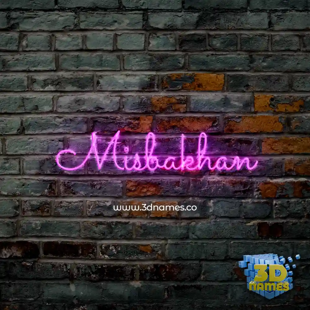 misbakhan in Pink Neon style - 3D name wallpaper