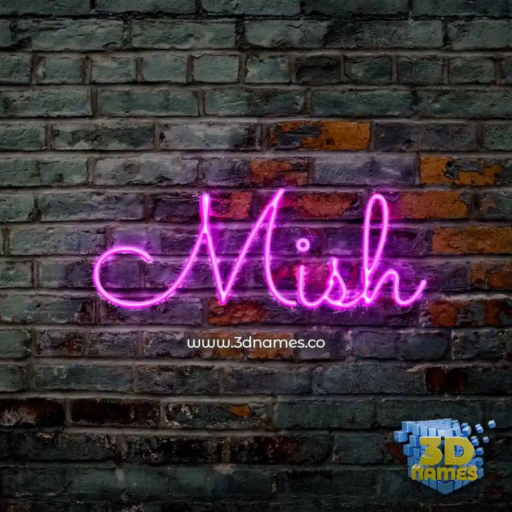 mish in Pink Neon style - 3D name wallpaper