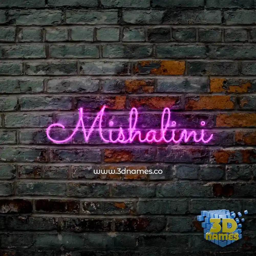 mishalini in Pink Neon style - 3D name wallpaper