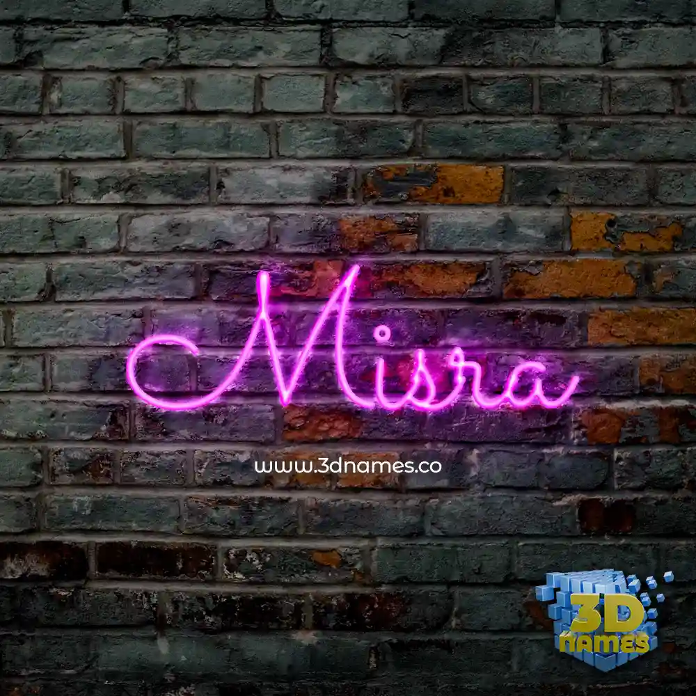 misra in Pink Neon style - 3D name wallpaper