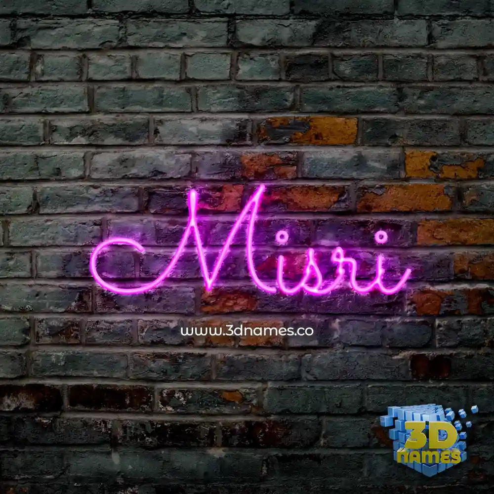 misri in Pink Neon style - 3D name wallpaper