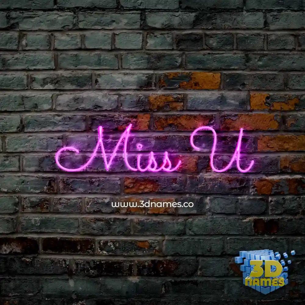 miss u in Pink Neon style - 3D name wallpaper