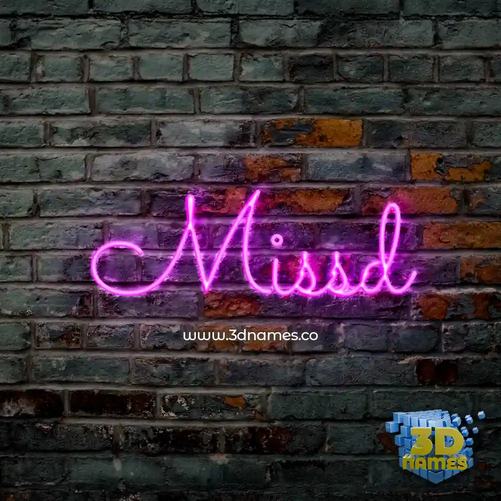 missd in Pink Neon style - 3D name wallpaper