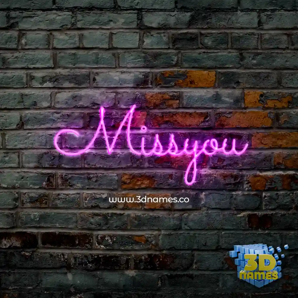 missyou in Pink Neon style - 3D name wallpaper