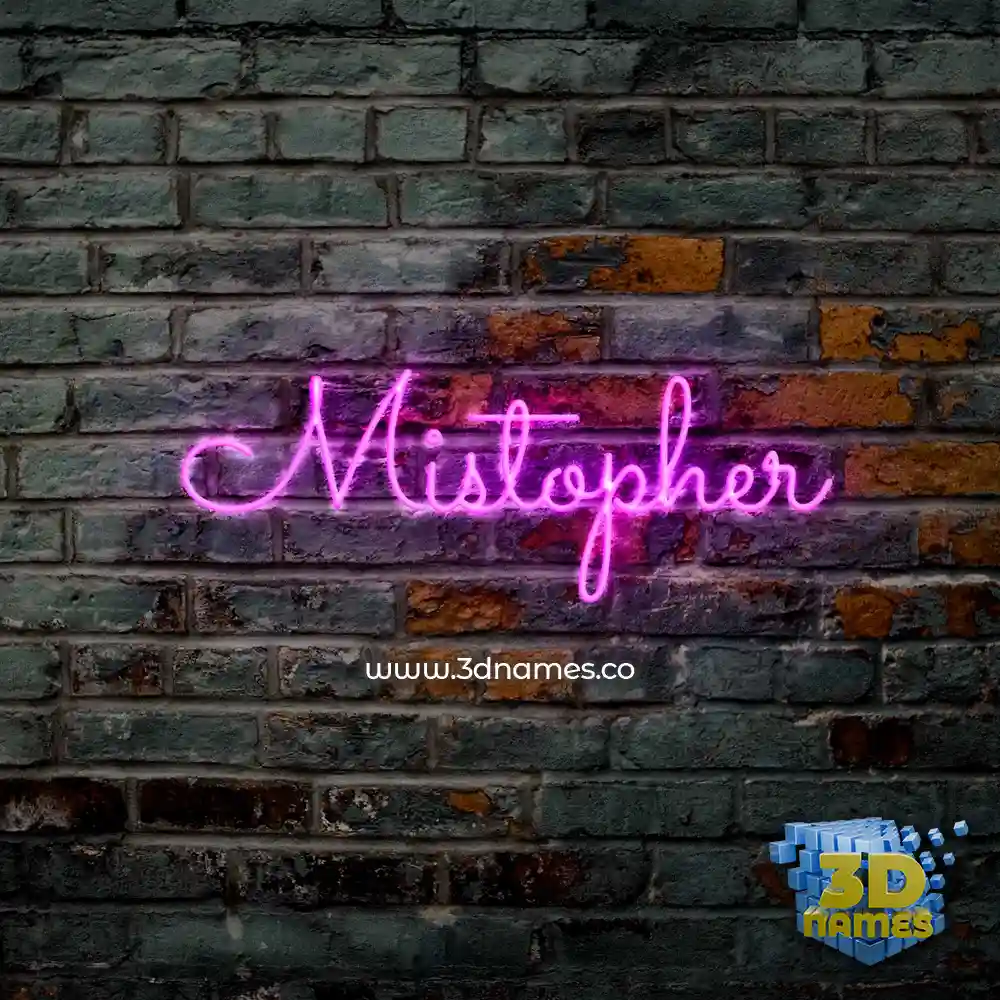 mistopher in Pink Neon style - 3D name wallpaper