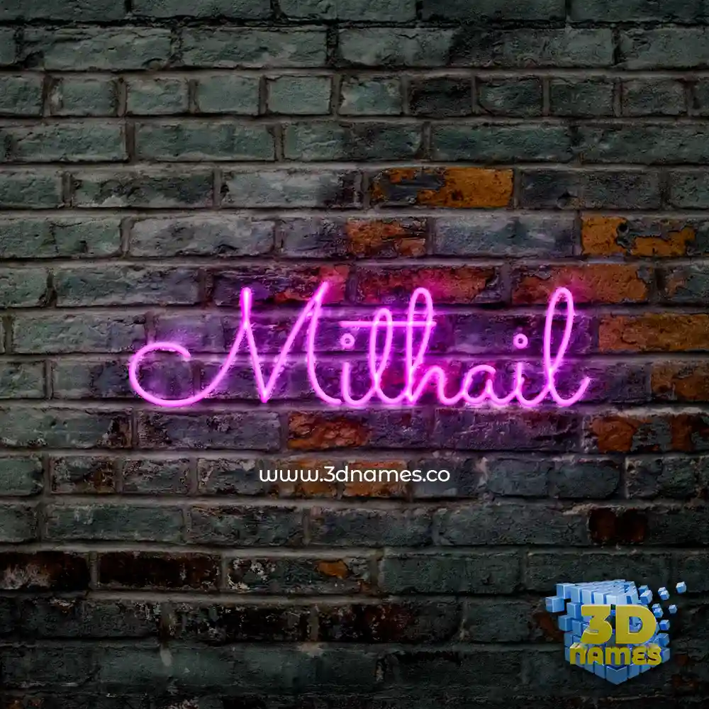 mithail in Pink Neon style - 3D name wallpaper