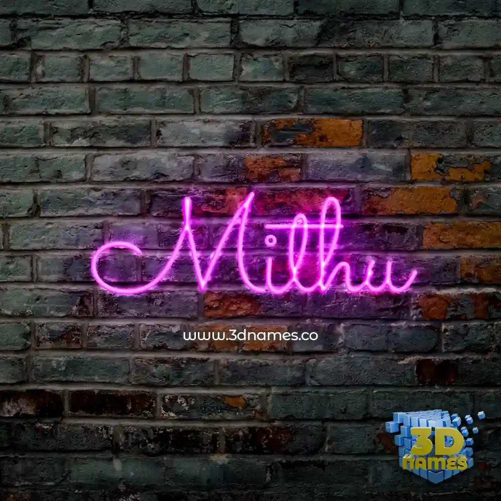 mithu in Pink Neon style - 3D name wallpaper
