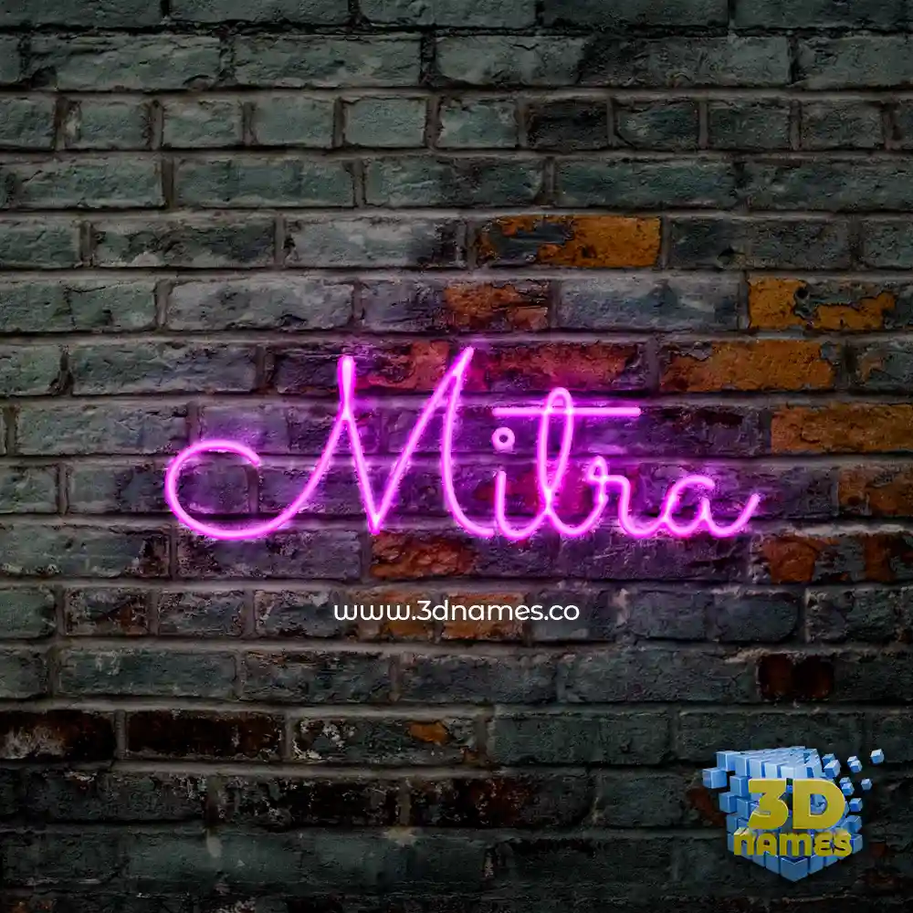 mitra in Pink Neon style - 3D name wallpaper