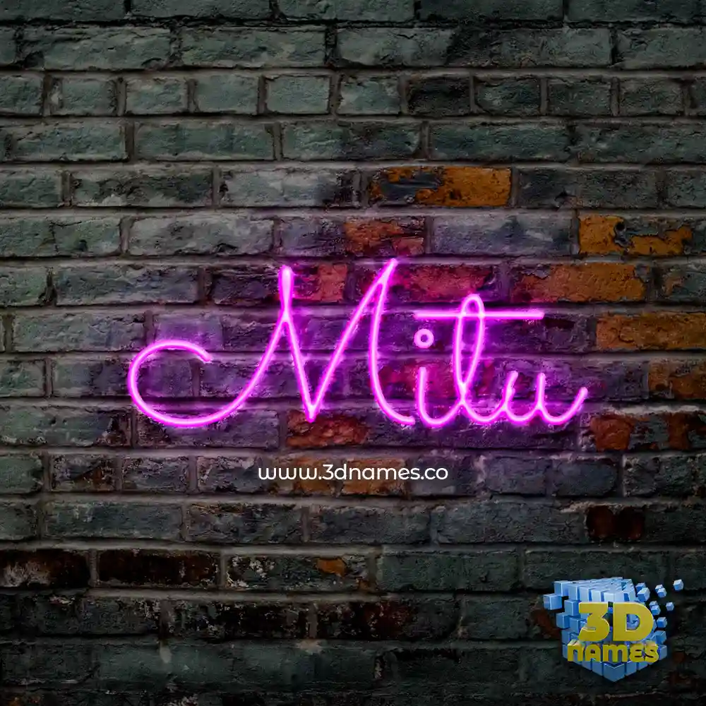 mitu in Pink Neon style - 3D name wallpaper