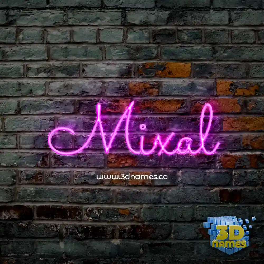 mixal in Pink Neon style - 3D name wallpaper