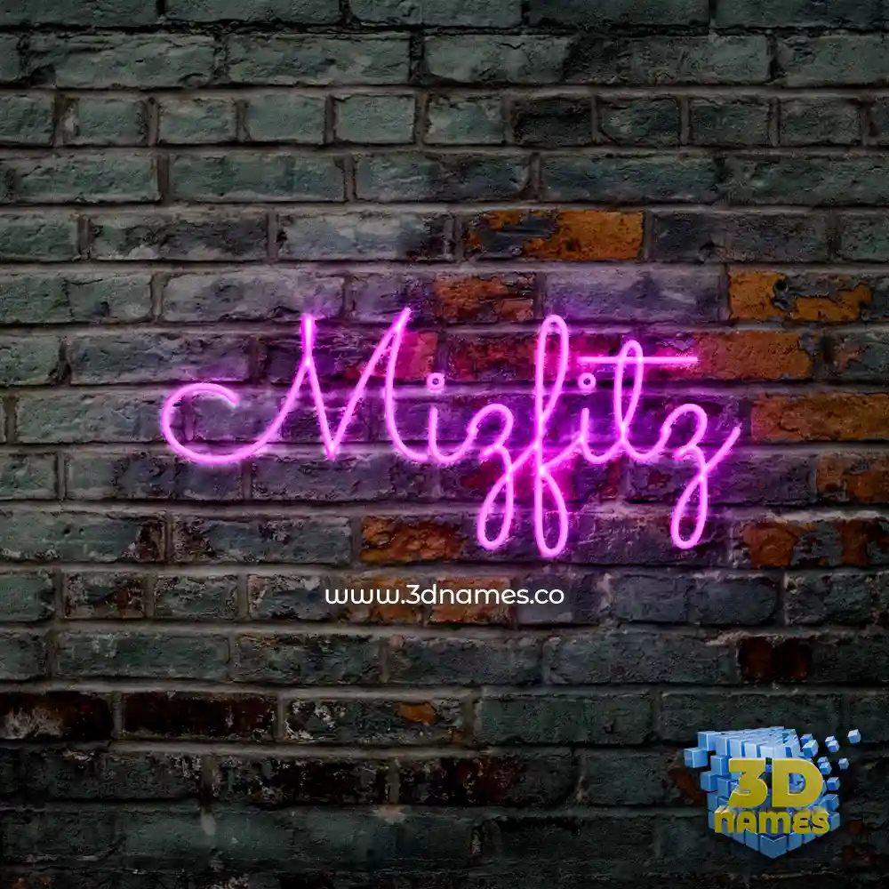 mizfitz in Pink Neon style - 3D name wallpaper