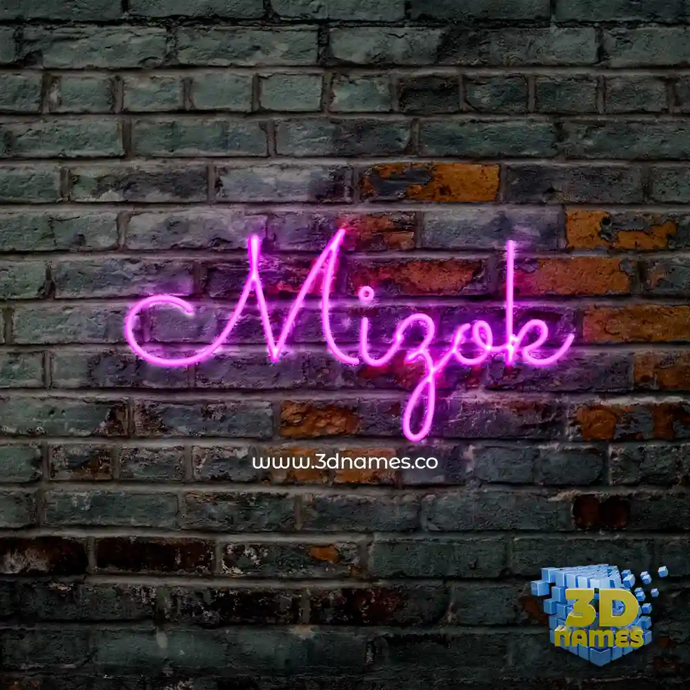 mizok in Pink Neon style - 3D name wallpaper