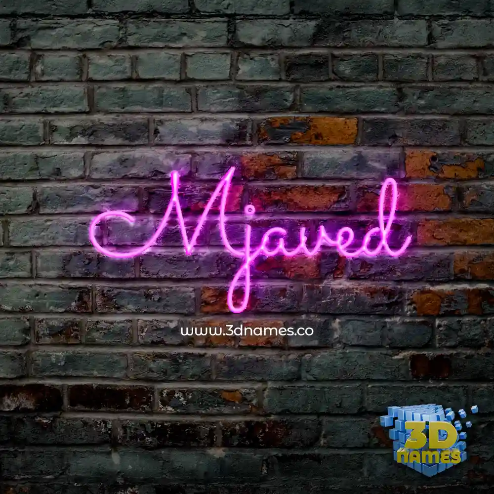 mjaved in Pink Neon style - 3D name wallpaper