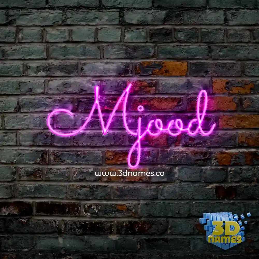 mjood in Pink Neon style - 3D name wallpaper