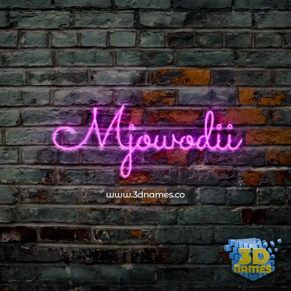 mjowodii in Pink Neon style - 3D name wallpaper