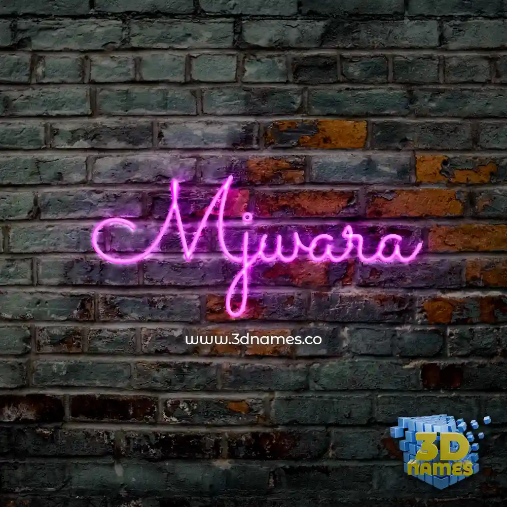 mjwara in Pink Neon style - 3D name wallpaper
