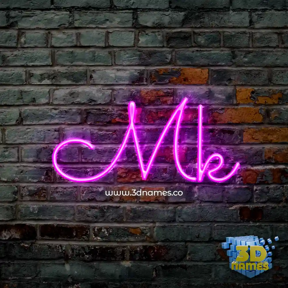 mk in Pink Neon style - 3D name wallpaper