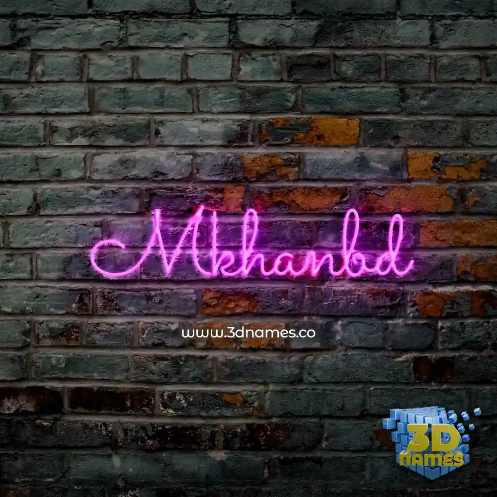 mkhanbd in Pink Neon style - 3D name wallpaper