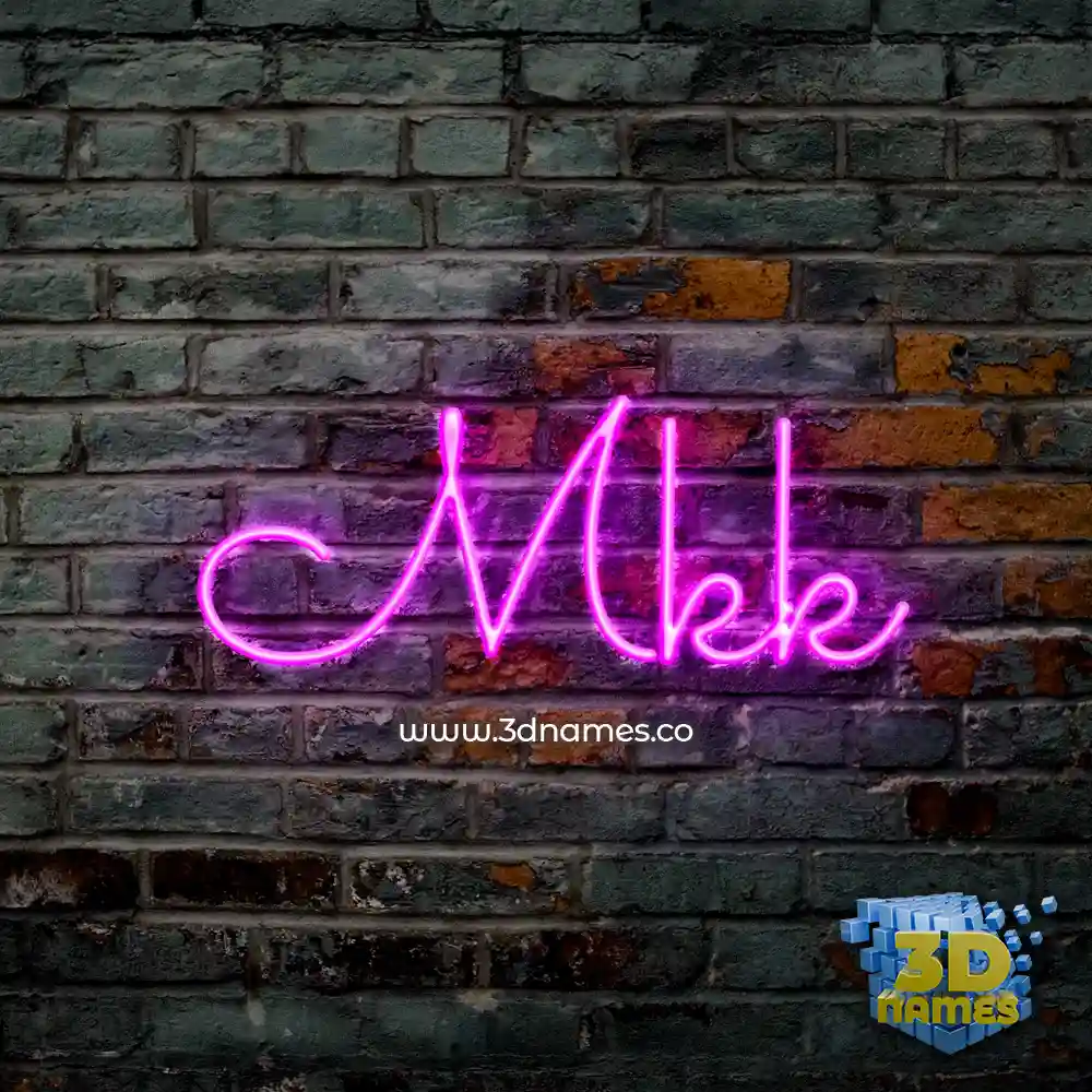 mkk in Pink Neon style - 3D name wallpaper