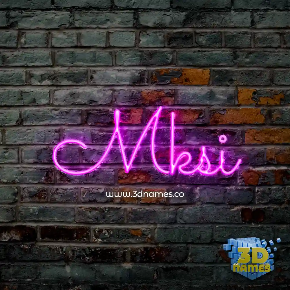 mksi in Pink Neon style - 3D name wallpaper