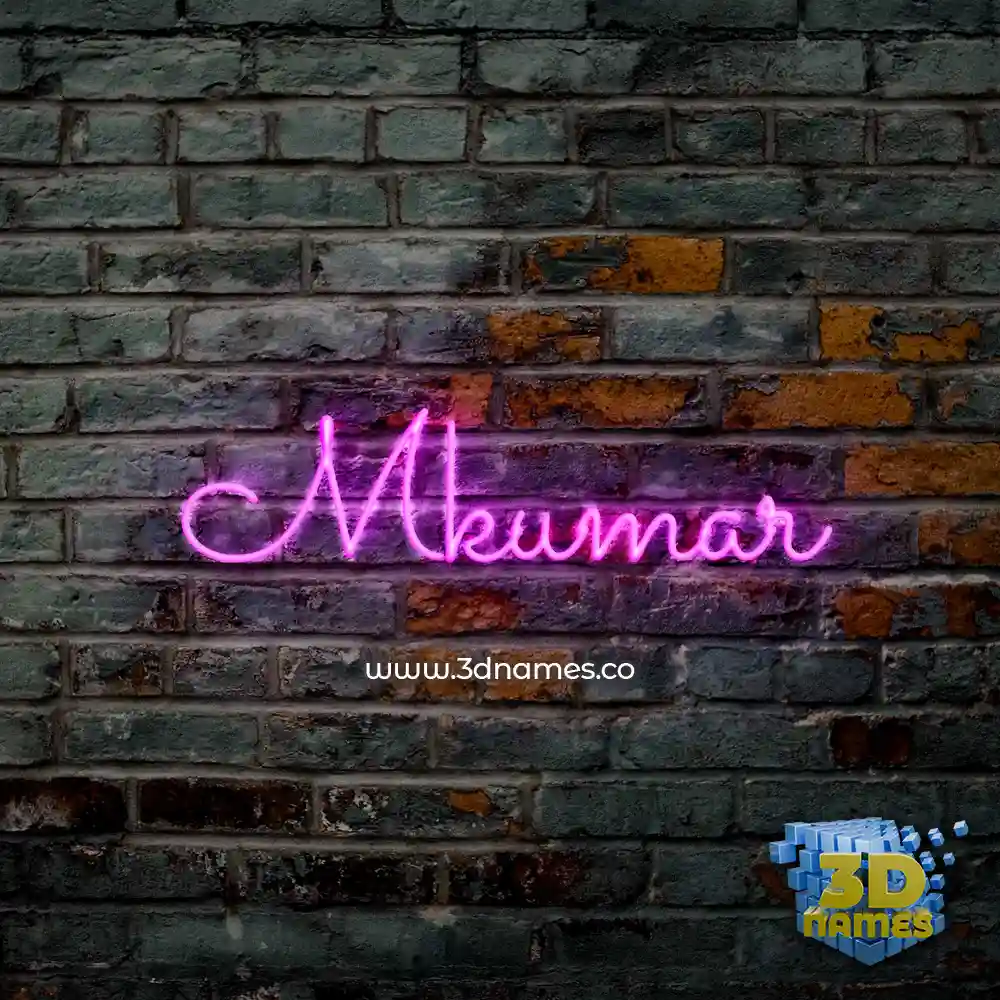 mkumar in Pink Neon style - 3D name wallpaper