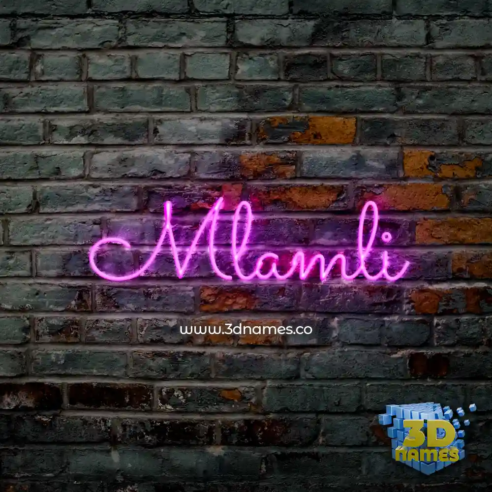 mlamli in Pink Neon style - 3D name wallpaper