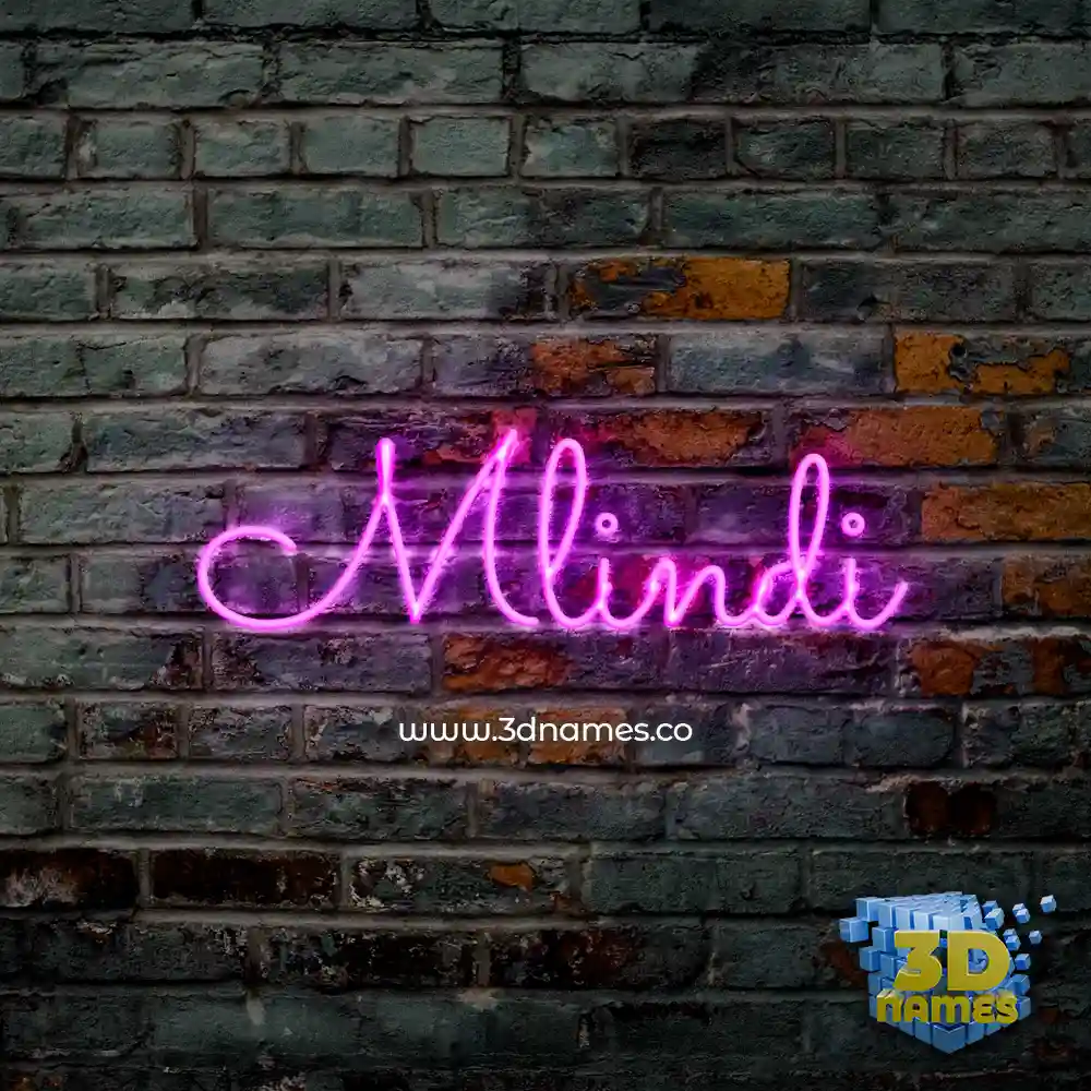 mlindi in Pink Neon style - 3D name wallpaper