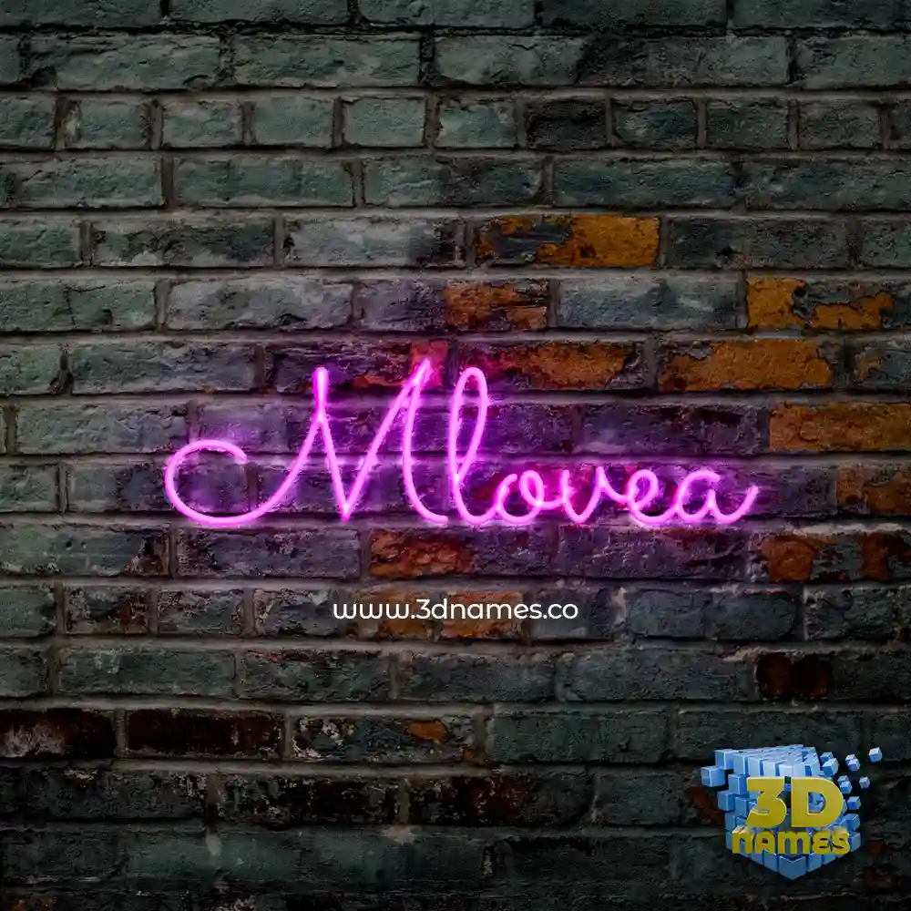 mlovea in Pink Neon style - 3D name wallpaper