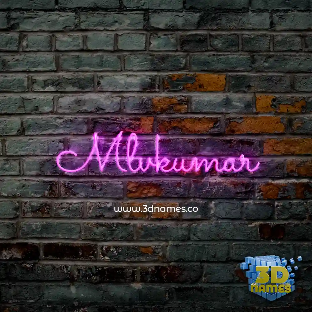 mlvkumar in Pink Neon style - 3D name wallpaper