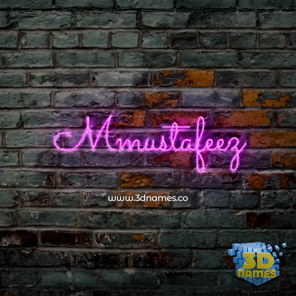 mmustafeez in Pink Neon style - 3D name wallpaper
