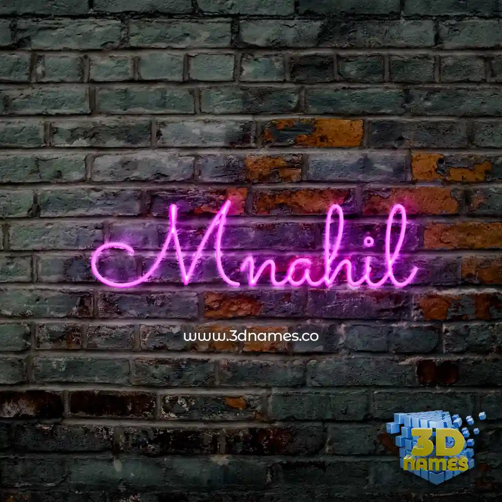 mnahil in Pink Neon style - 3D name wallpaper