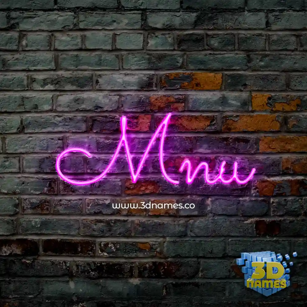 mnu in Pink Neon style - 3D name wallpaper