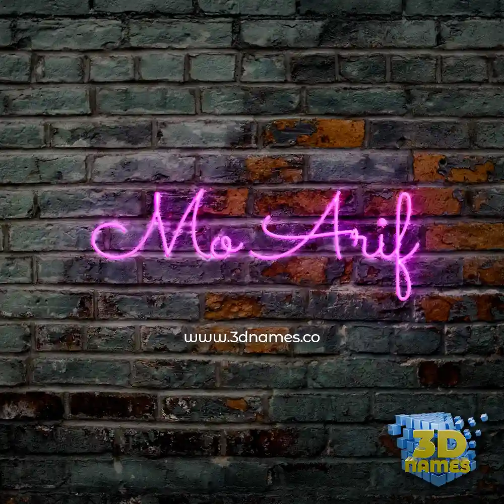 mo arif in Pink Neon style - 3D name wallpaper