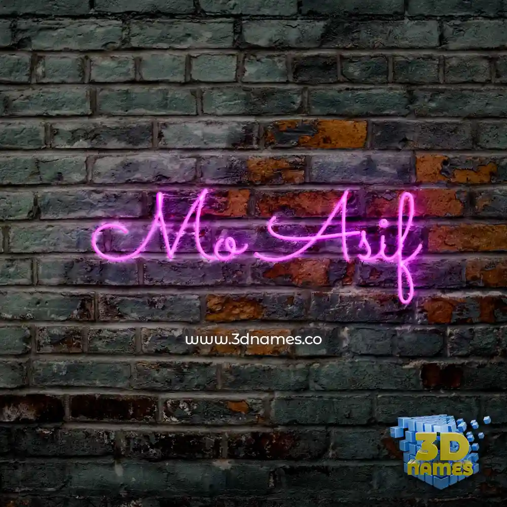 mo asif in Pink Neon style - 3D name wallpaper