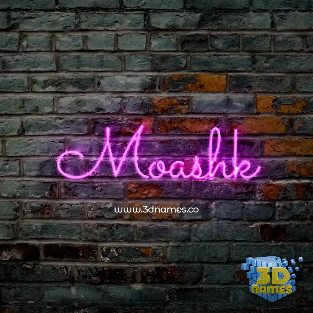 moashk in Pink Neon style - 3D name wallpaper