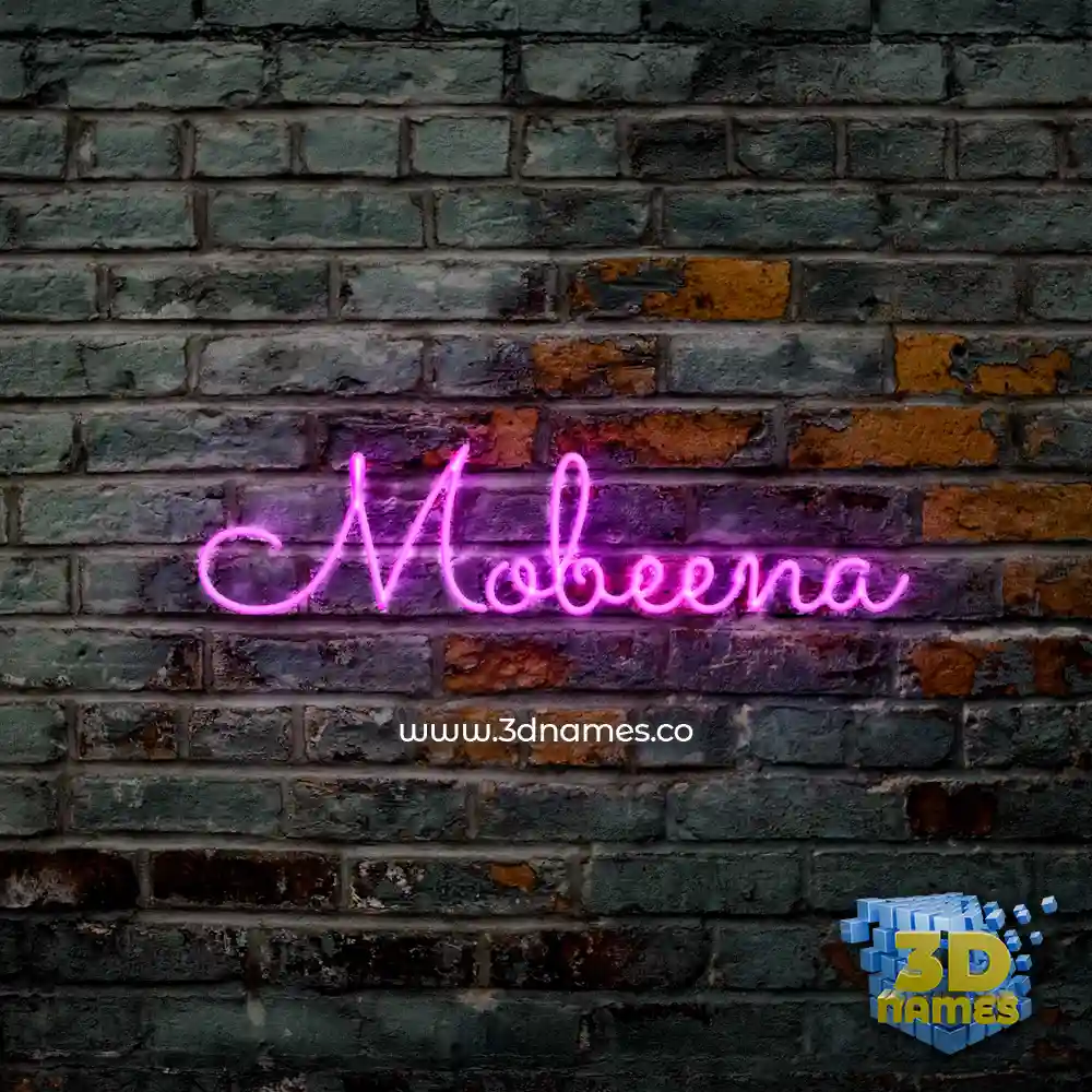 mobeena in Pink Neon style - 3D name wallpaper