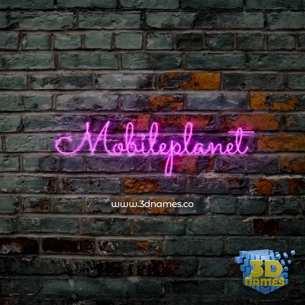 mobileplanet in Pink Neon style - 3D name wallpaper