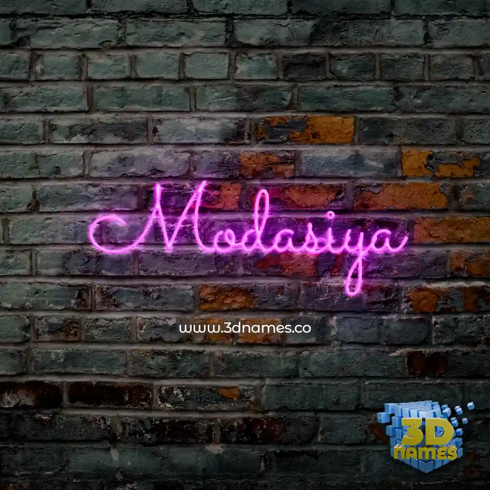 modasiya in Pink Neon style - 3D name wallpaper