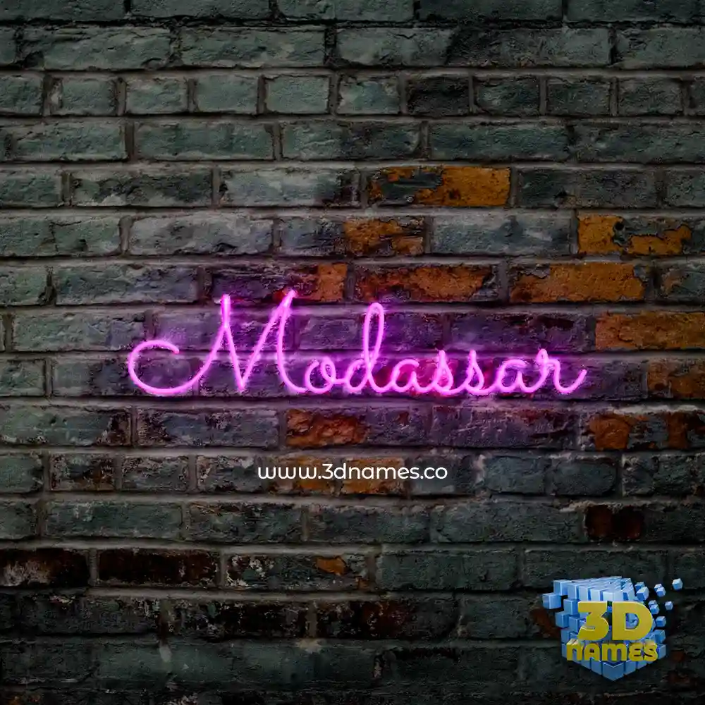 modassar in Pink Neon style - 3D name wallpaper