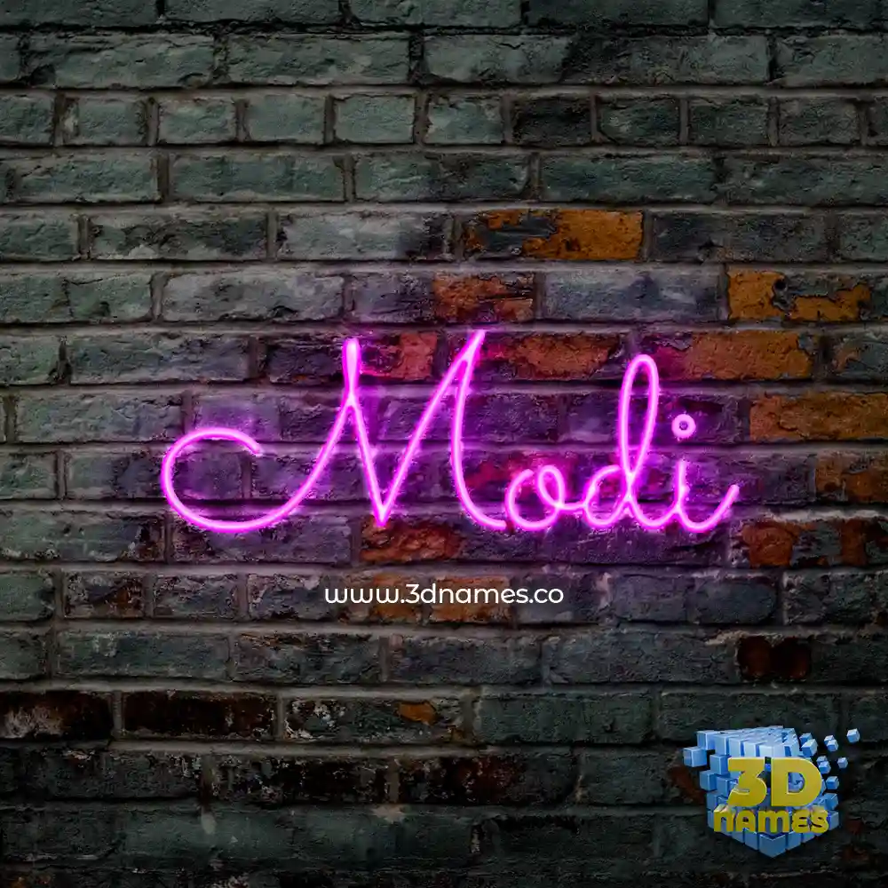 modi in Pink Neon style - 3D name wallpaper