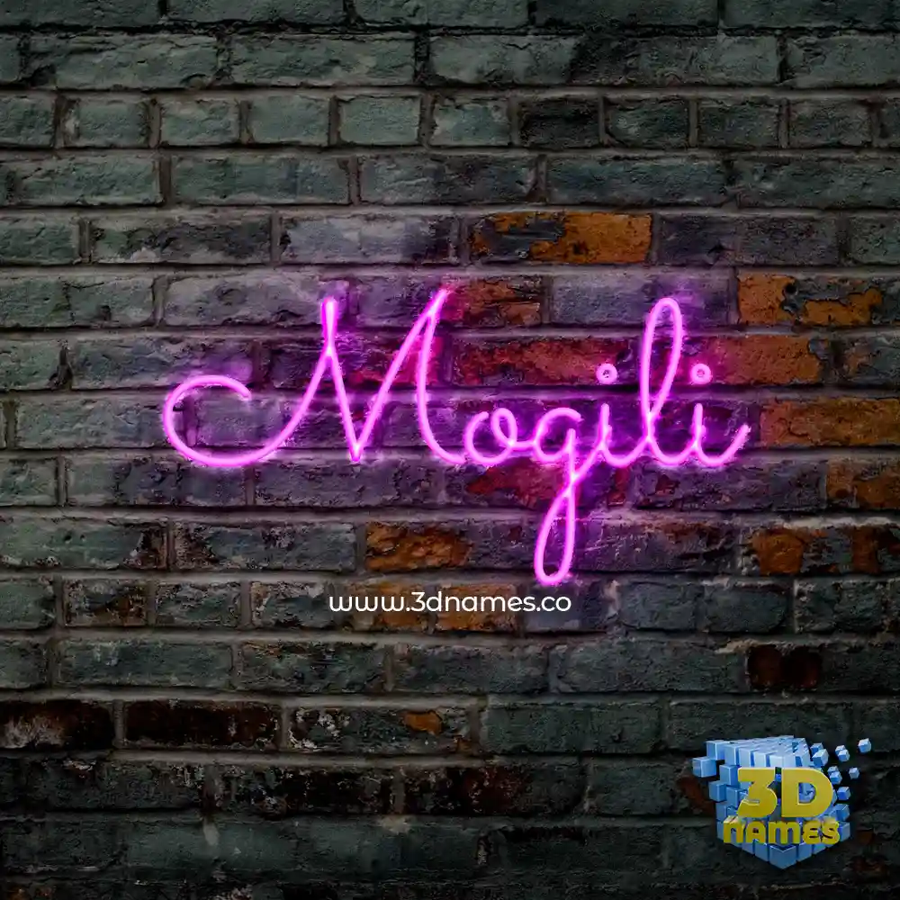 mogili in Pink Neon style - 3D name wallpaper