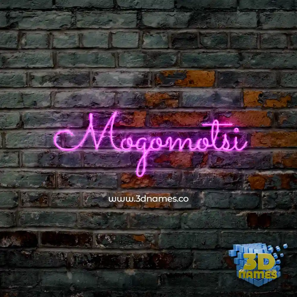 mogomotsi in Pink Neon style - 3D name wallpaper