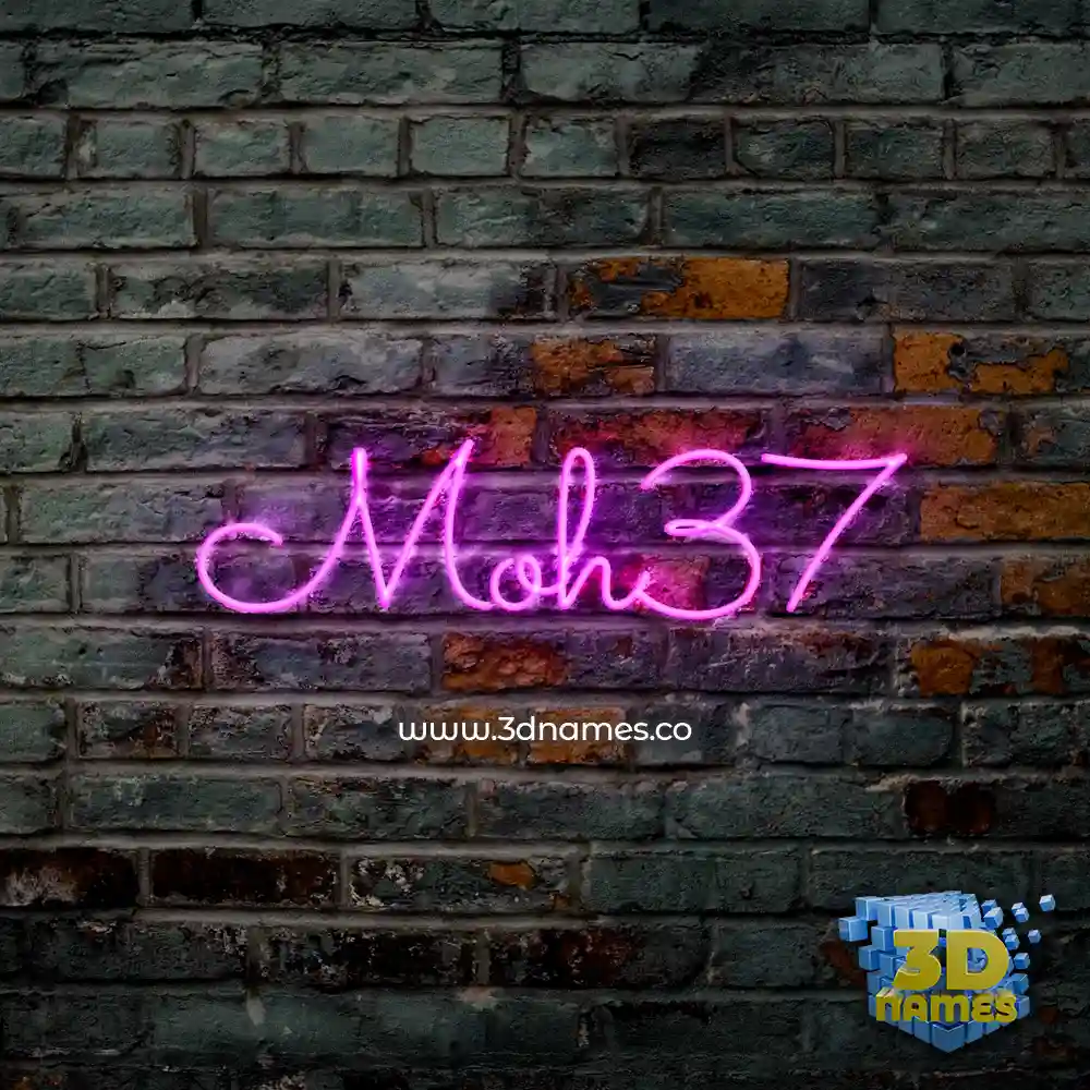 moh37 in Pink Neon style - 3D name wallpaper